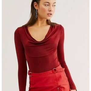 Free People Intimately Cowl neck Long Sleeve Blouse, Large